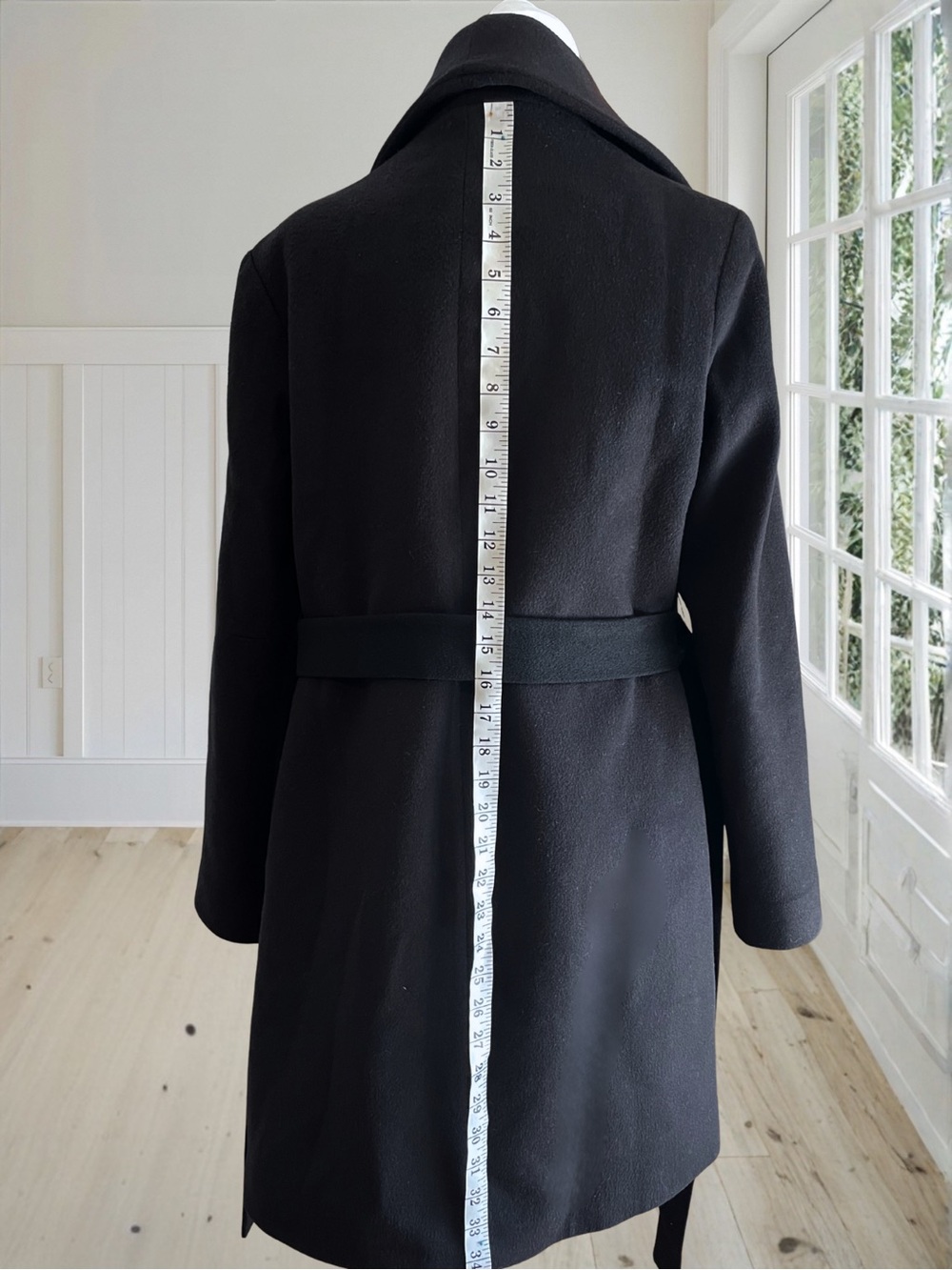 Vintage FLEURETTE Women's Black Wool Cashmere Shawl Collar Wrap Belted Coat Sz 6 - Picture 8 of 17
